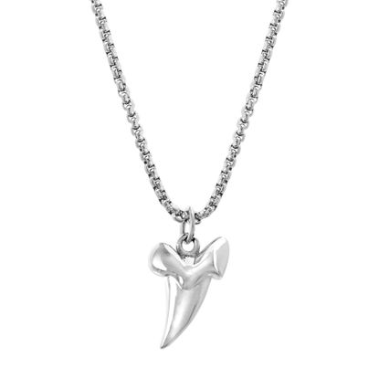 Picture of Kitsune Silver-Tone Stainless Steel Tooth Box Chain Men's Necklace