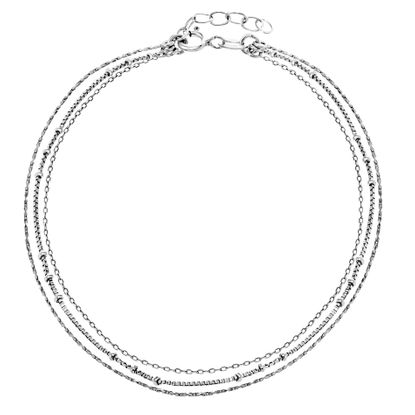 Picture of E-Coat Sterling Silver 3 Strand Ball Station Anklet