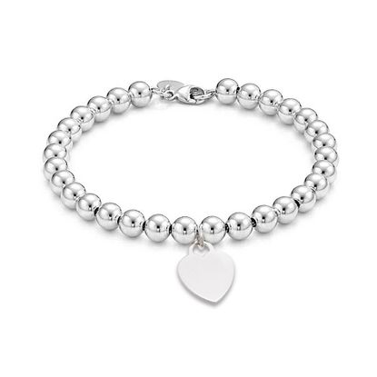 Picture of Sterling Silver Eco Heart Charm Beaded Bracelet