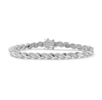 Imagen de Diamond Accent Diagonal Link Tennis Bracelet in Rhodium over Brass
