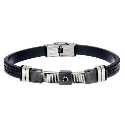 Imagen de Men's Two-Tone Stainless Steel Black IP Bracelet