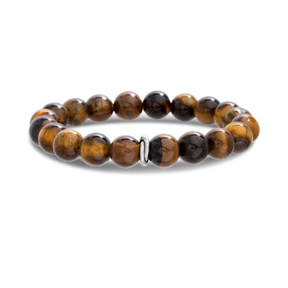 Picture of STAINLESS STEEL TIGERS EYE BEADED STRETCH MENS BRACELET