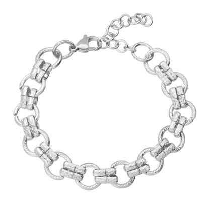 Imagen de Silver-Tone Stainless Steel Interlocking Ring Bracelet