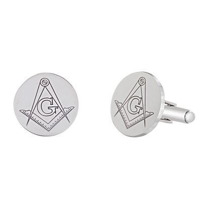 Picture of Two-Tone Stainless Steel Men's Masonic Round Cufflinks