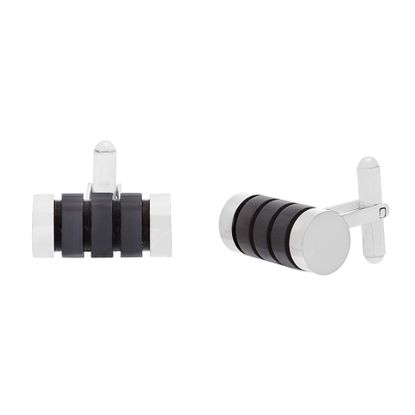 Picture of Two-Tone Stainless Steel Black Cylinder Cufflinks