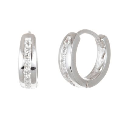 Picture of Sterling Silver CZ Huggie Earring