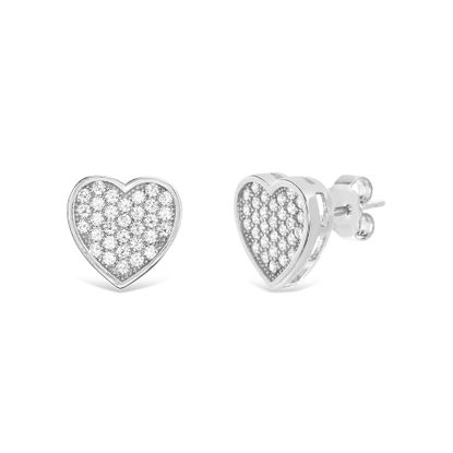 Picture of Cubic Zirconia Heart Shaped Stud Earring in Sterling Silver