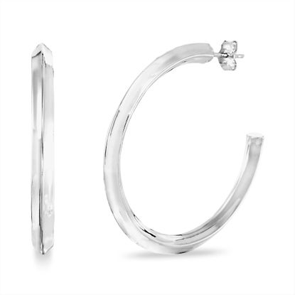 Picture of Large Knife Edge Post Hoop Earring in Sterling Silver
