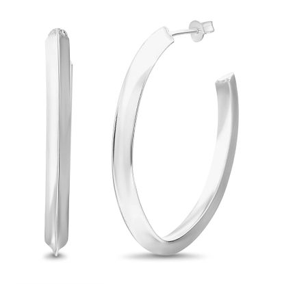 Picture of Knife Edge Open Oval Shaped Hoop Post Earring in Sterling Silver