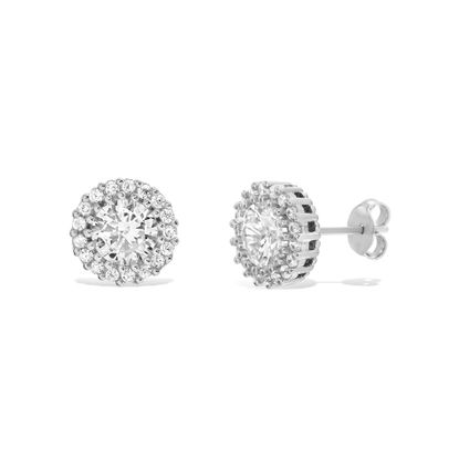 Picture of Cubic Zirconia Round Stud Earrings in Rhodium over Sterling Silver