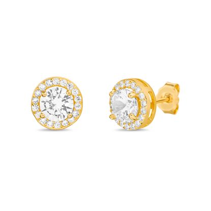 Picture of Sterling Silver Cubic Zirconia Halo Post Earring