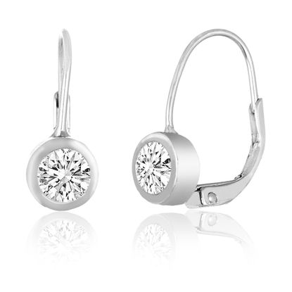 Picture of Cubic Zirconia Lever Back Earring in Sterling Silver