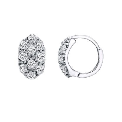Picture of Oval Cubic Zirconia Small Huggie Earrings in Sterling Silver