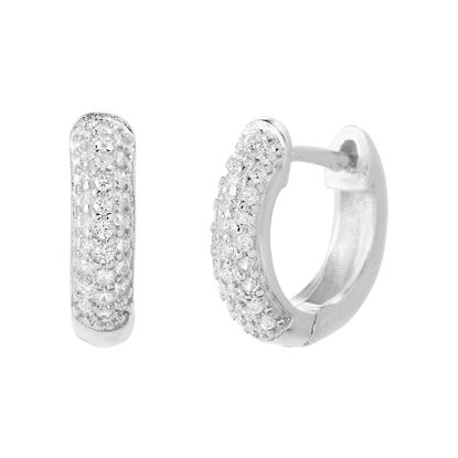 Picture of Sterling Silver Pave Cubic Horseshoe Huggie Earrings