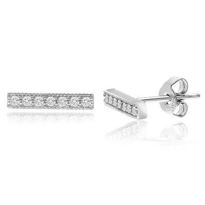 Picture of Sterling Silver Cubic Zirconia Bar Post Earring