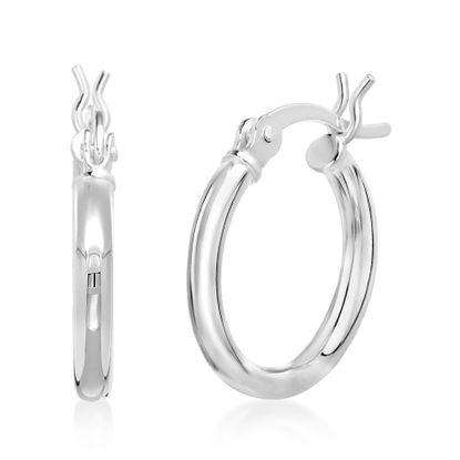 Picture of Sterling Silver Polished Plain Hoop Earrings