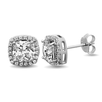 Picture of Sterling Silver Square Cubic Zirconia Post Earring