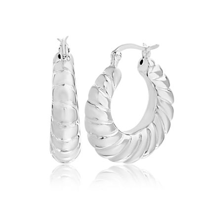 Picture of Sterling Silver Textured Hoop Earring