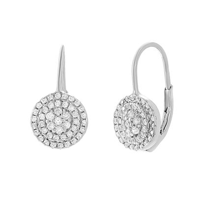 Picture of Sterling Silver Cubic Zirconia Pave Circle Lever back Earring