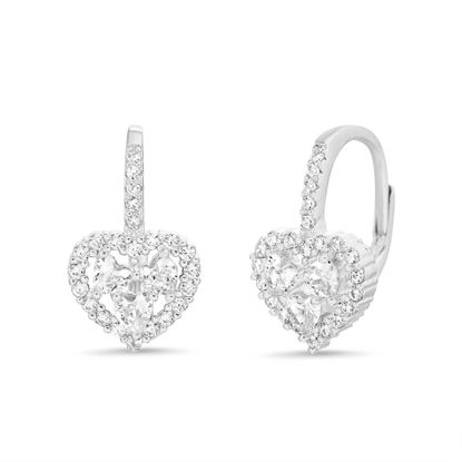 Picture of Sterling Silver Cubic Zirconia Heart Leverback Earring