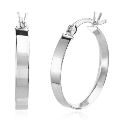 Picture of BRASS RHODIUM 20MM POLISHED OVAL HOOP EARRING