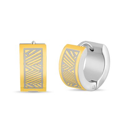 Picture of Two-Tone Stainless Steel Huggie Earrings