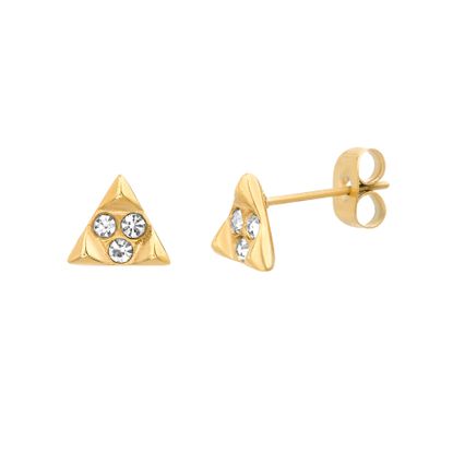 Picture of Gold-Tone Stainless Steel Crystal Studded Triangle Post Earring