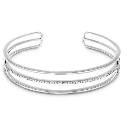 Picture of Cubic Zirconia Triple Open Strand Cuff Bangle in Sterling Silver