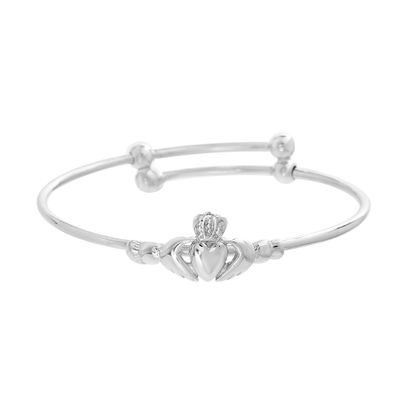 Picture of Kids Claddagh Adjustable Slip-On Bangle in Sterling Silver