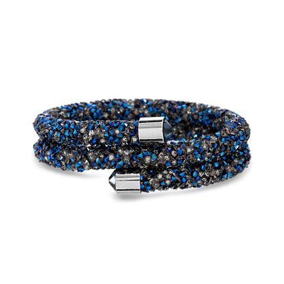 Imagen de Silver-Tone Brass Blue Crystal Coil Wrap Bracelet