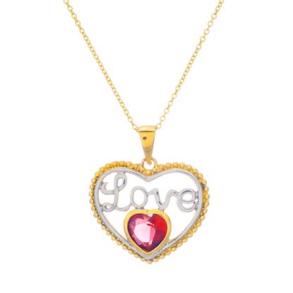 Picture of Two-Tone Sterling Silver LOVE Plate with Glass Necklace