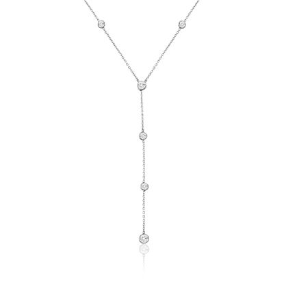 Picture of Sterling Silver Cubic Zirconia Y Cable Chain Necklace