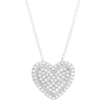 Imagen de Sterling Silver Cubic Zirconia Heart Shaped Necklace