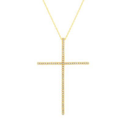 Picture of Sterling Silver CZ Cross Cable Chain Necklace