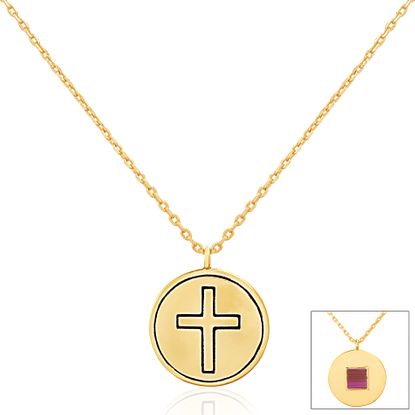 Imagen de Gold-Tone Brass Cross Circle Cable Chain New Testament My Nano Bible Necklace