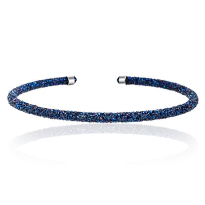 Imagen de Silver-Tone Brass Blue Crystal Wrapped Open Collar Necklace