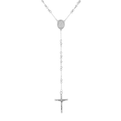 Picture of Silver-Tone Stainless Steel Rosary/Crucifix Cross Bead Chain Necklace