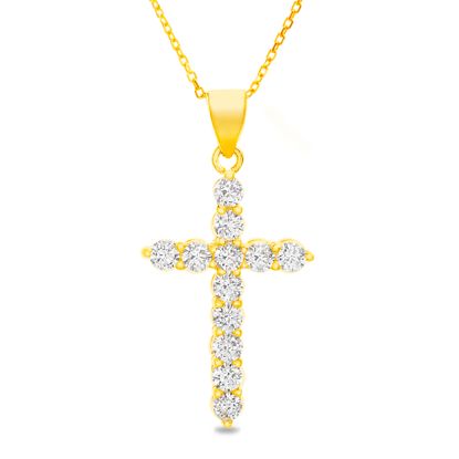 Picture of Sterling Silver Round Cubic Zirconia Cross Pendant