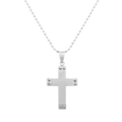 Imagen de Silver-Tone Stainless Steel Satin and Polished Cross Pendant