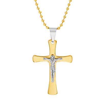 Picture of Two-Tone Sterling Silver Jesus On Cross Pendant