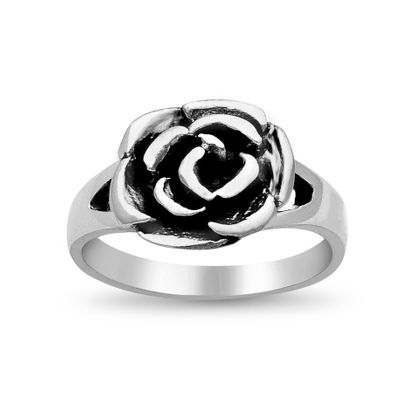 Imagen de Sterling Silver Oxidized Flower Ring