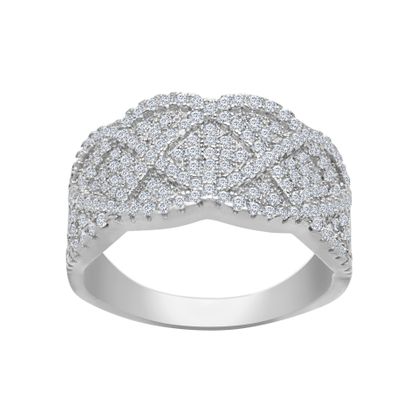 Picture of Cubic Zirconia Graduated Crossover Ring in Sterling Silver