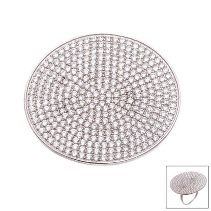 Imagen de Sterling Silver Cubic Zirconia Pave Round Disc Ring Size 6