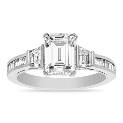 Picture of Sterling Silver Cubic Zirconia Baguette Centered Engagement Ring