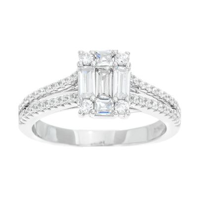 Picture of Sterling Double Strand Center Baguette Cubic Zirconia Ring