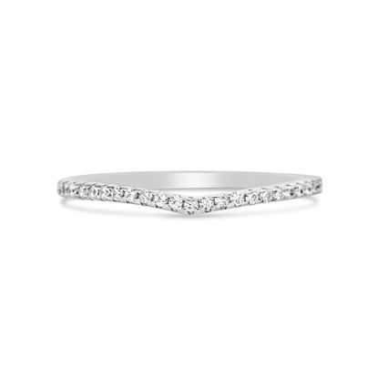 Imagen de Rhodium Plated Sterling Silver Cubic Zirconia V Shaped Ring Size 080