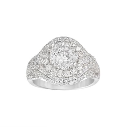 Picture of Sterling Silver Round Cubic Zirconia Borders Ring Size 7