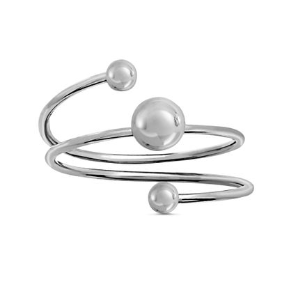 Picture of Rhodium Plated Brass Triple Ball Wrap Around Ring