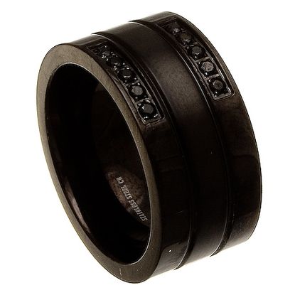 Picture of Black Tone Stainless Steel Black Crystals 3 Row Ring Size 10