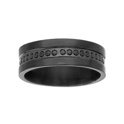 Picture of Black-Tone Stainless Steel Beaded Center Eternity Band Ring 10